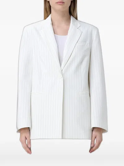 Meimeij Pinstripe Single-breasted Blazer In White