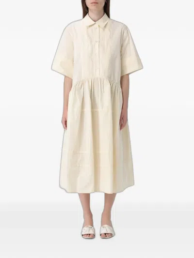 Meimeij Pintuck-detail Tiered Maxi Dress In Neutral