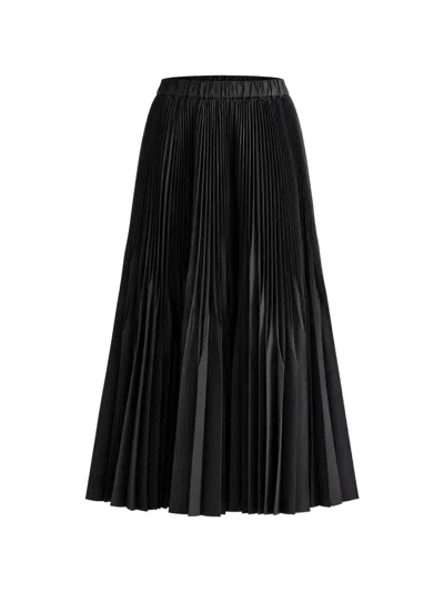 Meimeij Pleated A-line Maxi Skirt In Black