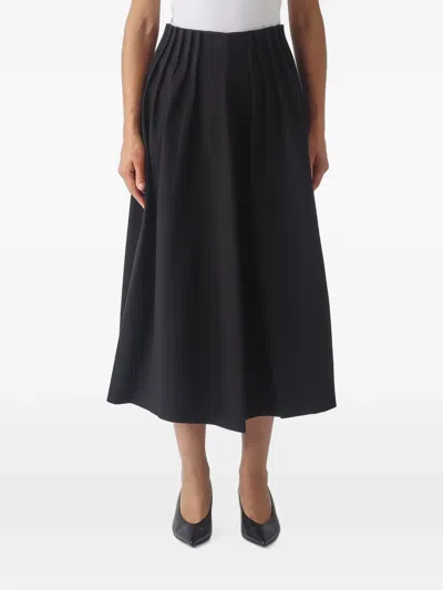 Meimeij Pleated A-line Midi Skirt In Black