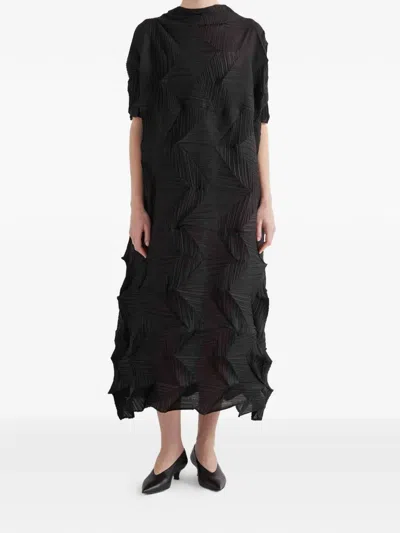 Meimeij Pleated Midi Dress In Black