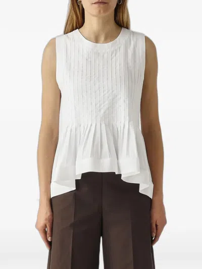 Meimeij Pleated Peplum Top In White