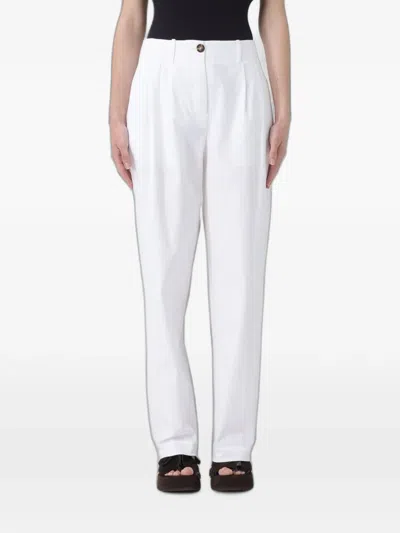 Meimeij Pleated Pressed-crease Trousers In White