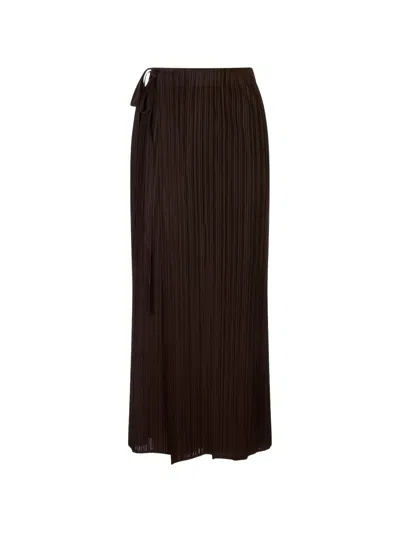 Meimeij Pleated Tie-waist Palazzo Pants In Black