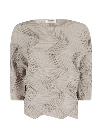 Meimeij Plissé Chevron-pattern Blouse In Gray