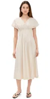 Meimeij Poplin Dress With Mini Pleats At Waist Oyster In Oyster