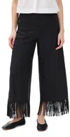 Meimeij Poplin Pants With Fringes Detail At Bottom Nero In Nero