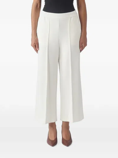 Meimeij Pressed-crease Wide-leg Cropped Trousers In White