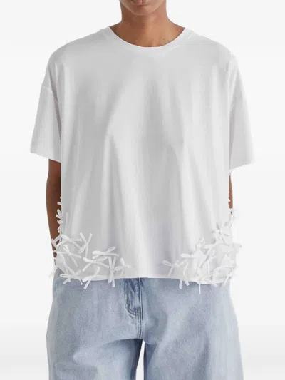 Meimeij Ribbon-detail T-shirt In White