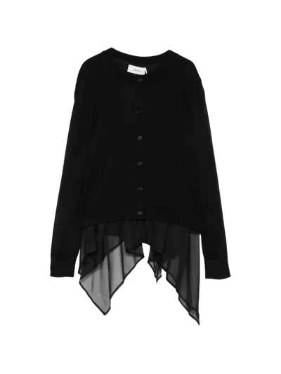 Meimeij Ruffled Open-back Cardigan In Black
