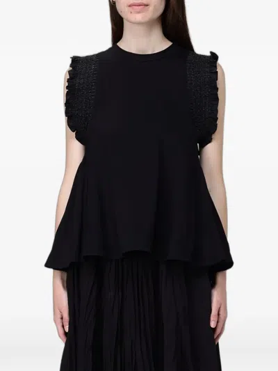 Meimeij Ruffled Peplum T-shirt In Black