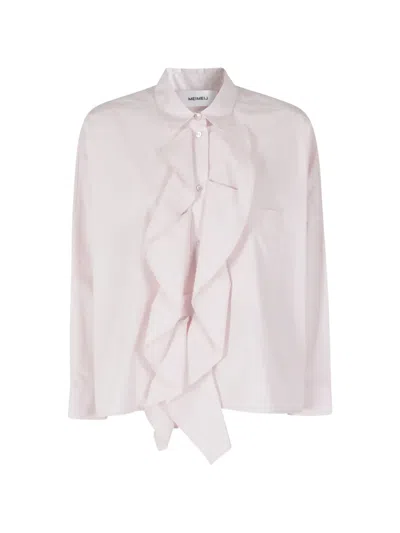 Meimeij Ruffled-detail Long-sleeve Shirt In Pink
