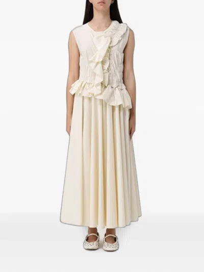 Meimeij Ruffled-detail Midi Dress In White