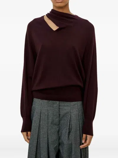 Meimeij Scarf-detail Sweater In Burgundy