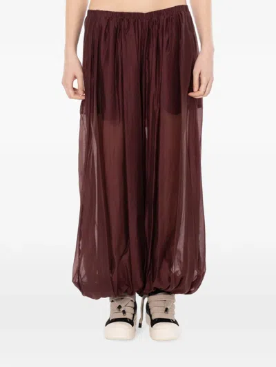 Meimeij Semi-sheer Balloon Trousers In Burgundy