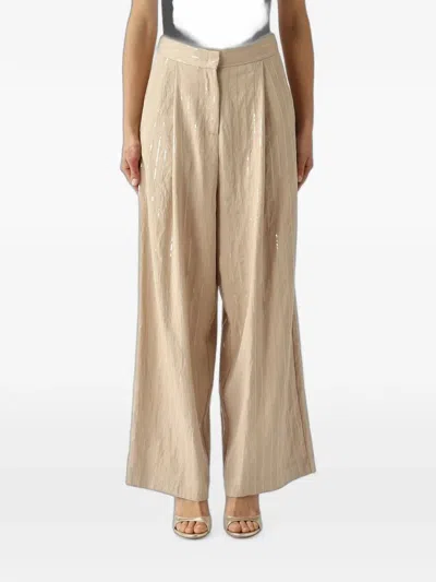 Meimeij Sequin-embellished Wide-leg Trousers In Brown