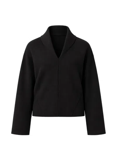 Meimeij Shawl-collar Elasticated-hem Sweater In Black