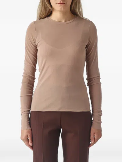 Meimeij Sheer Long-sleeve T-shirt In Neutral
