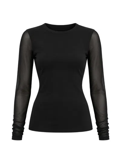 Meimeij Sheer-panel Long-sleeve Blouse In Black