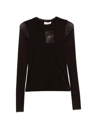 Meimeij Sheer-panel Long-sleeve T-shirt In Black