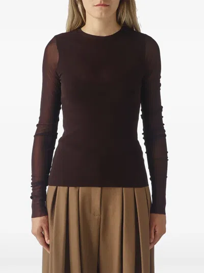 Meimeij Sheer-panel Long-sleeve T-shirt In Purple
