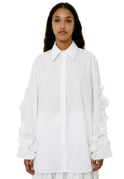 Meimeij Shirt Woman  Embroidery On Sleeves In White