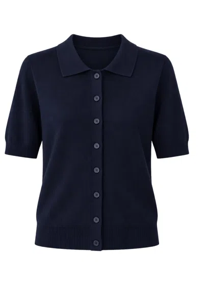 Meimeij Short Sleeve Mesh In Pure Wool  In Blue