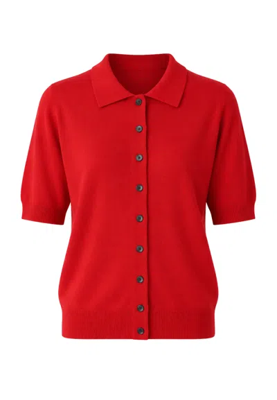Meimeij Short Sleeve Mesh In Pure Wool  In Red