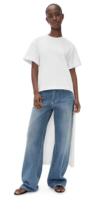 Meimeij Short Sleeve T Shirt High Low With Train Off_white In Blue