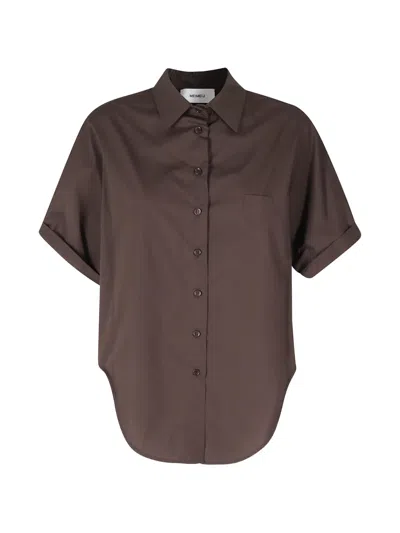 Meimeij Short-sleeve Chest-pocket Shirt In Brown