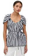 Meimeij Sleeveless Top With Twisted Straps Nero/off White In Nero/off White