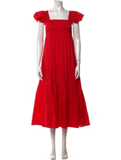Pre-owned Meimeij Square Neckline Long Dress In Red