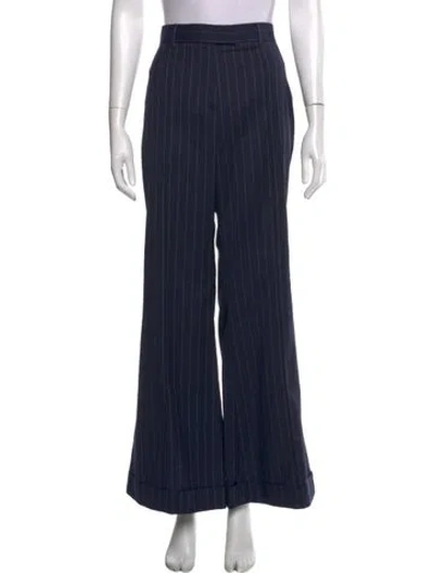 Pre-owned Meimeij Striped Wide Leg Pants In Blue