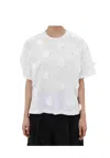 Meimeij T-shirt Half Sleeve Over Woman  With Fabric Applications In White
