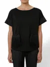 Meimeij Layered Blouse With Side Buckles In Navy In Black