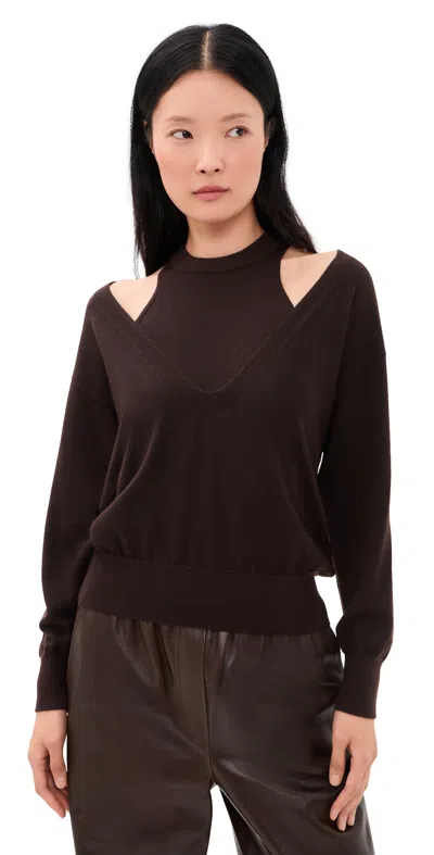 Meimeij Tank And V Neck Pullover Wool Knit Twin Set Hot Coffee In Animal Print