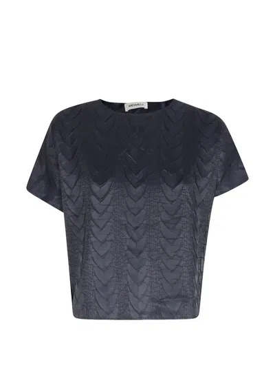 Meimeij Textured Short-sleeve Top In Gray