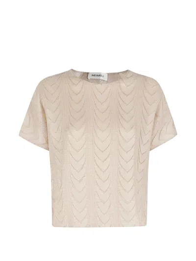 Meimeij Textured Short-sleeve Top In Neutral