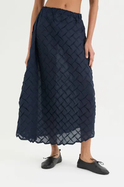 Meimeij Textured Skirt In Navy In Blue