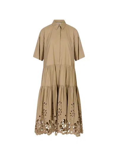 Meimeij Tiered Mini Dress In Brown