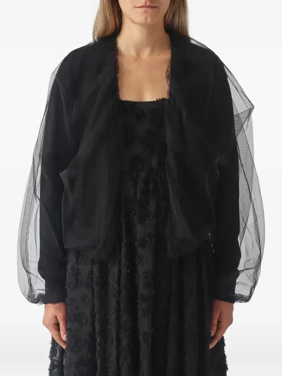 Meimeij Tulle-overlay Cardigan In Black