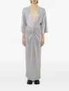 Meimeij Twist-detail Maxi Dress In Silver