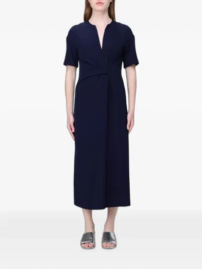 Meimeij Twist-detail Crêpe Dress In Blue