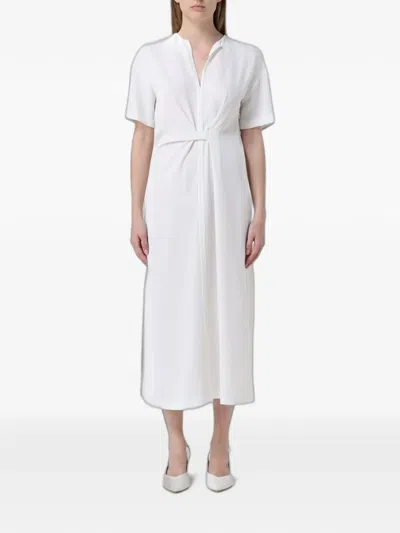 Meimeij Twist-detail Short-sleeve Dress In White