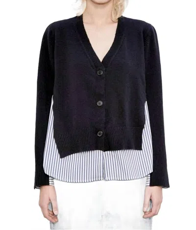 Meimeij Two Layer Cardigan Blouse In Navy In Blue