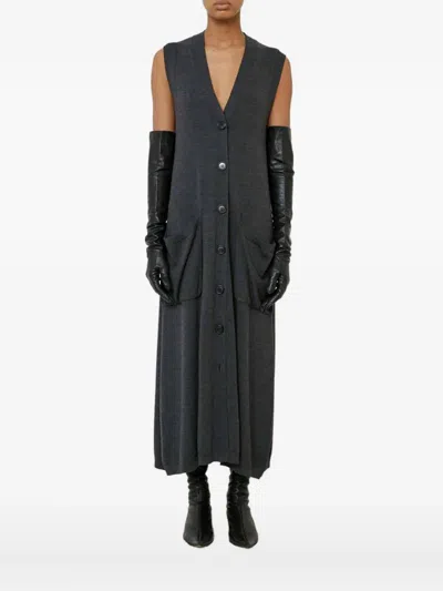 Meimeij V-neck Knitted Midi Dress In Black
