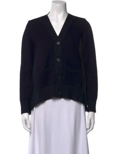 Pre-owned Meimeij Virgin Wool V-neck Sweater In Black