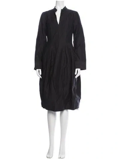 Pre-owned Meimeij V-neck Knee-length Dress W/ Tags In Black