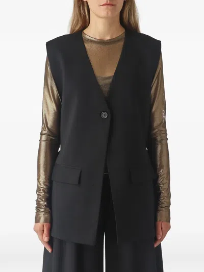 Meimeij V-neck Single-breasted Vest In Black