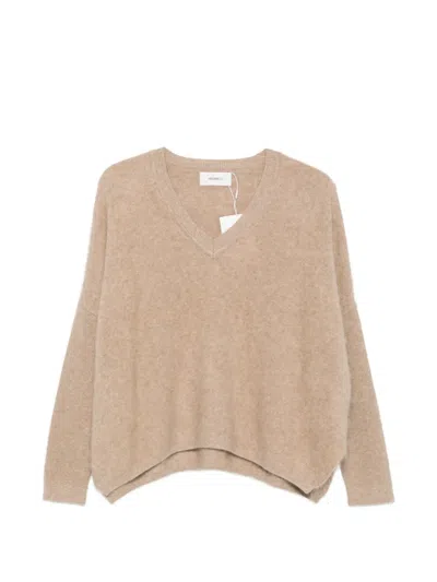 Meimeij V-neck Wool Sweater In Brown
